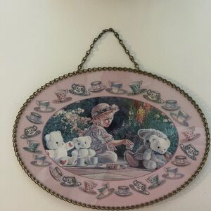 Vintage Flue Cover Victorian Style Art Piece Framed Pink